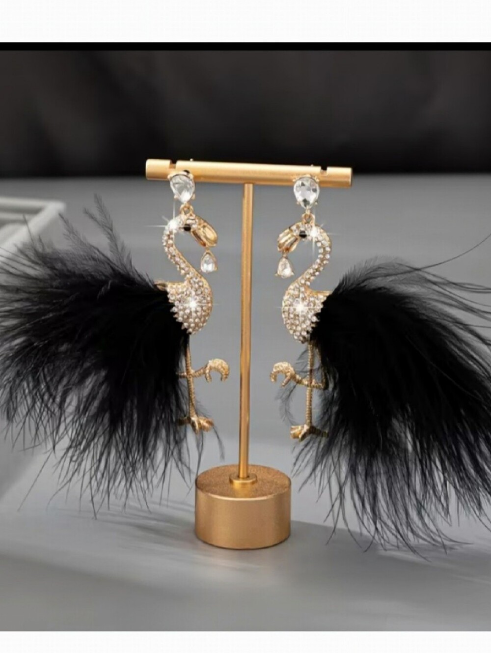 🌺Flamingo Feather Rhinestone Earings Flamingo Accessories Flamingo Jewelry